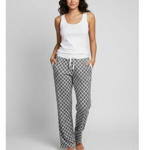 Nautica Soft Pajama Lounge Pants Grey White Pink Women's Large Cozy Warm Comfy